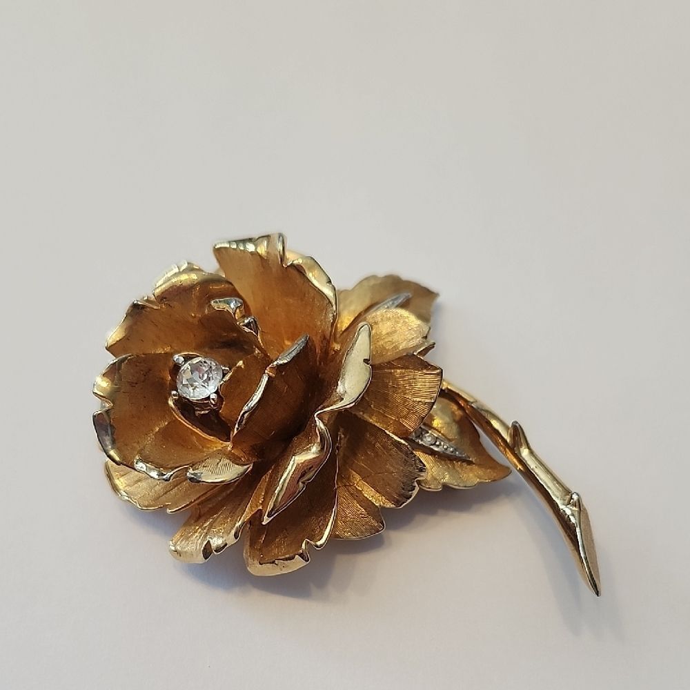 RARE Collecters Brooch French Designer Marcel Boucher Floral Rhinestone Brooch